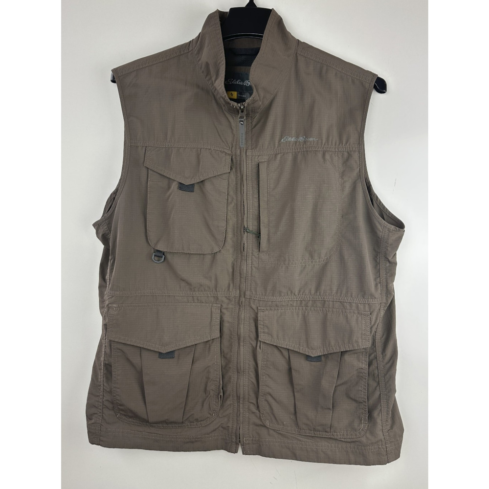 Eddie Bauer Travex Vest Multi Pocket Utility Outdoor Full Zip Ripstop Mens Large - Picture 2 of 12